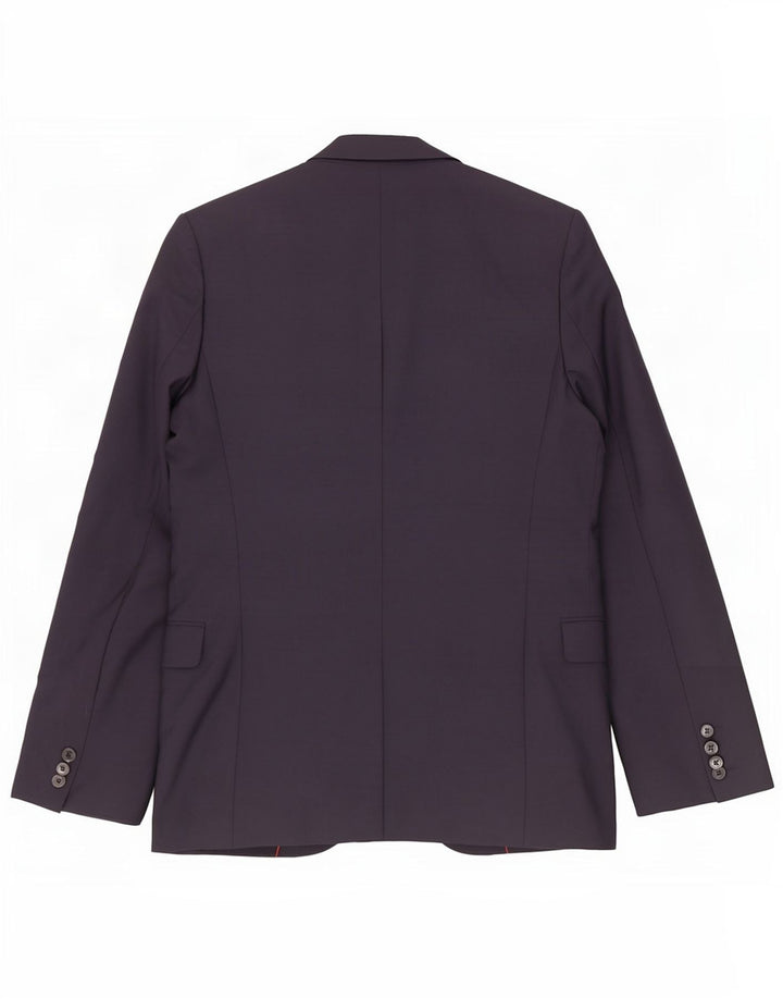 Giacca blazer da uomo a 2 bottoni Hugo Boss US 36 piccola lana vergine blu navy