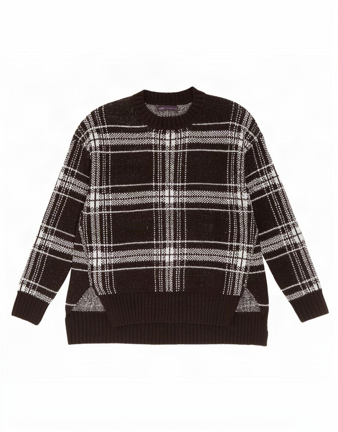 Maglione maglione con scollo a barca da donna Marks & Spencer UK 14 medio nero a quadri