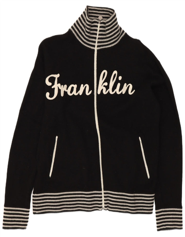 Franklin & Marshall Maglione cardigan grafico da uomo in lana a righe nere grandi