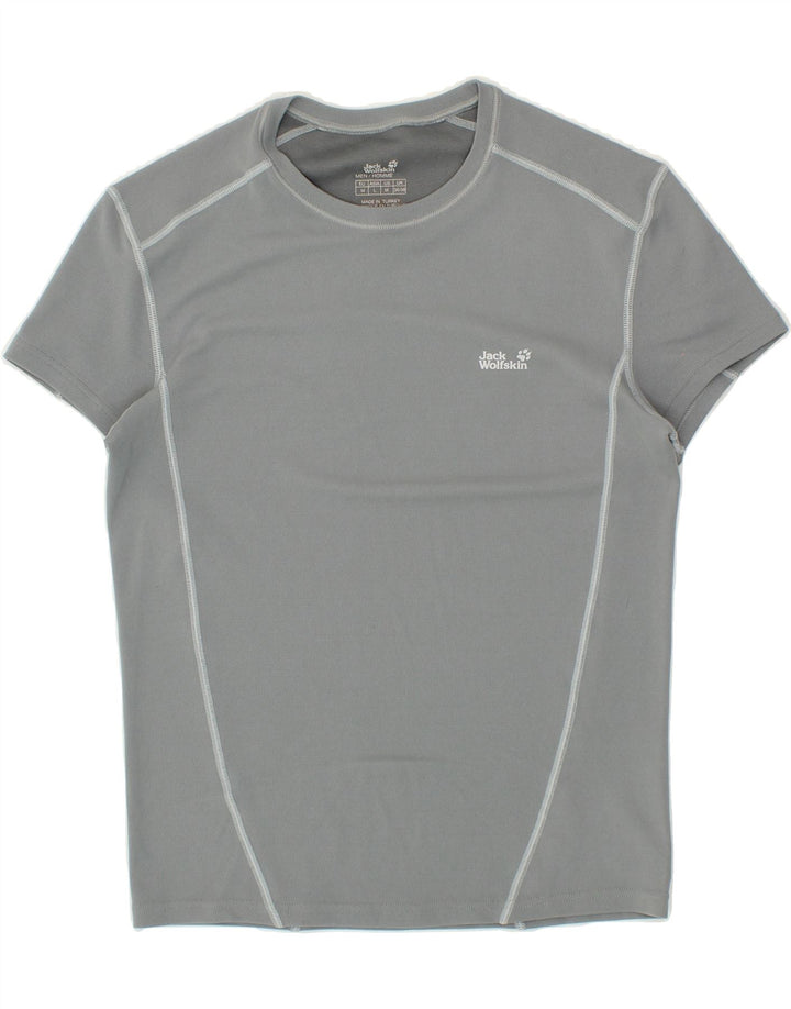 JACK WOLFSKIN Mens T-Shirt Top UK 36/38 Small Grey Polyester Vintage Jack Wolfskin and Second-Hand Jack Wolfskin from Messina Hembry 