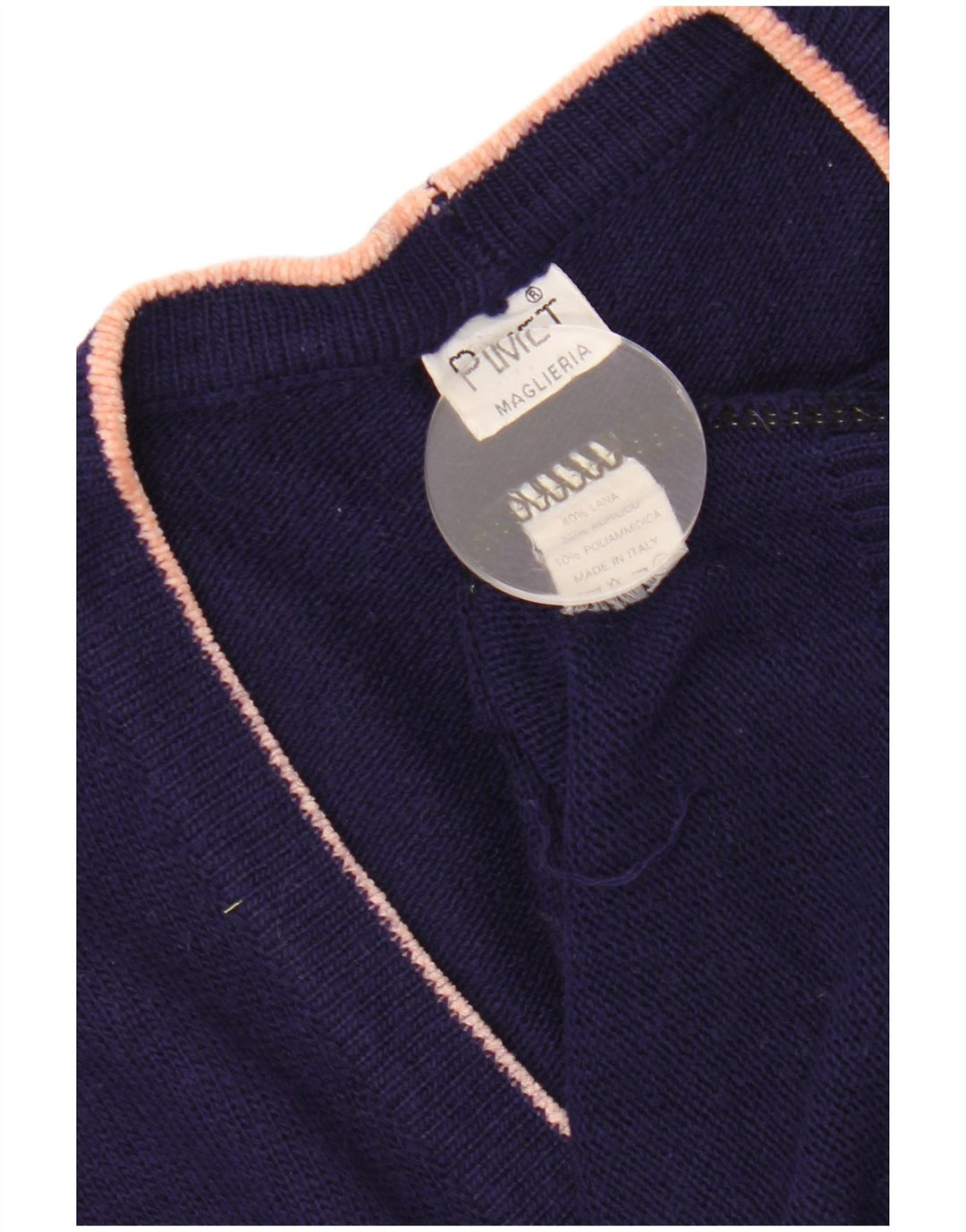 PIMET MAGLIERA Maglione cardigan grafico da donna UK 18 XL Blu navy floreale
