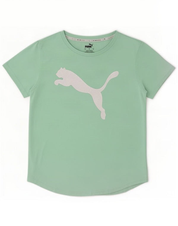 Puma T-shirt grafica da donna Top UK 10 Small Verde Poliestere