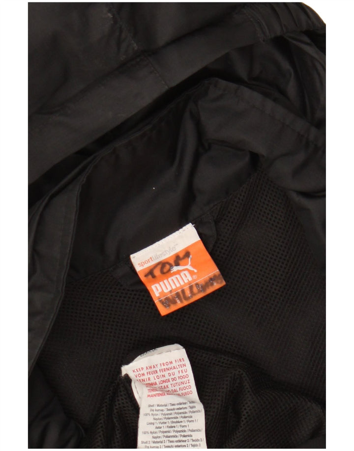 Giacca antipioggia da uomo con cappuccio grafico Puma UK 36 Small nylon nero