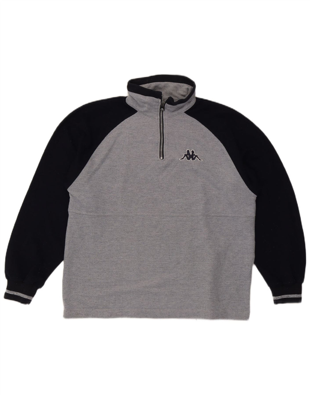 Felpa Kappa da uomo con grafica con zip e collo, maglione, grigio medio, color block