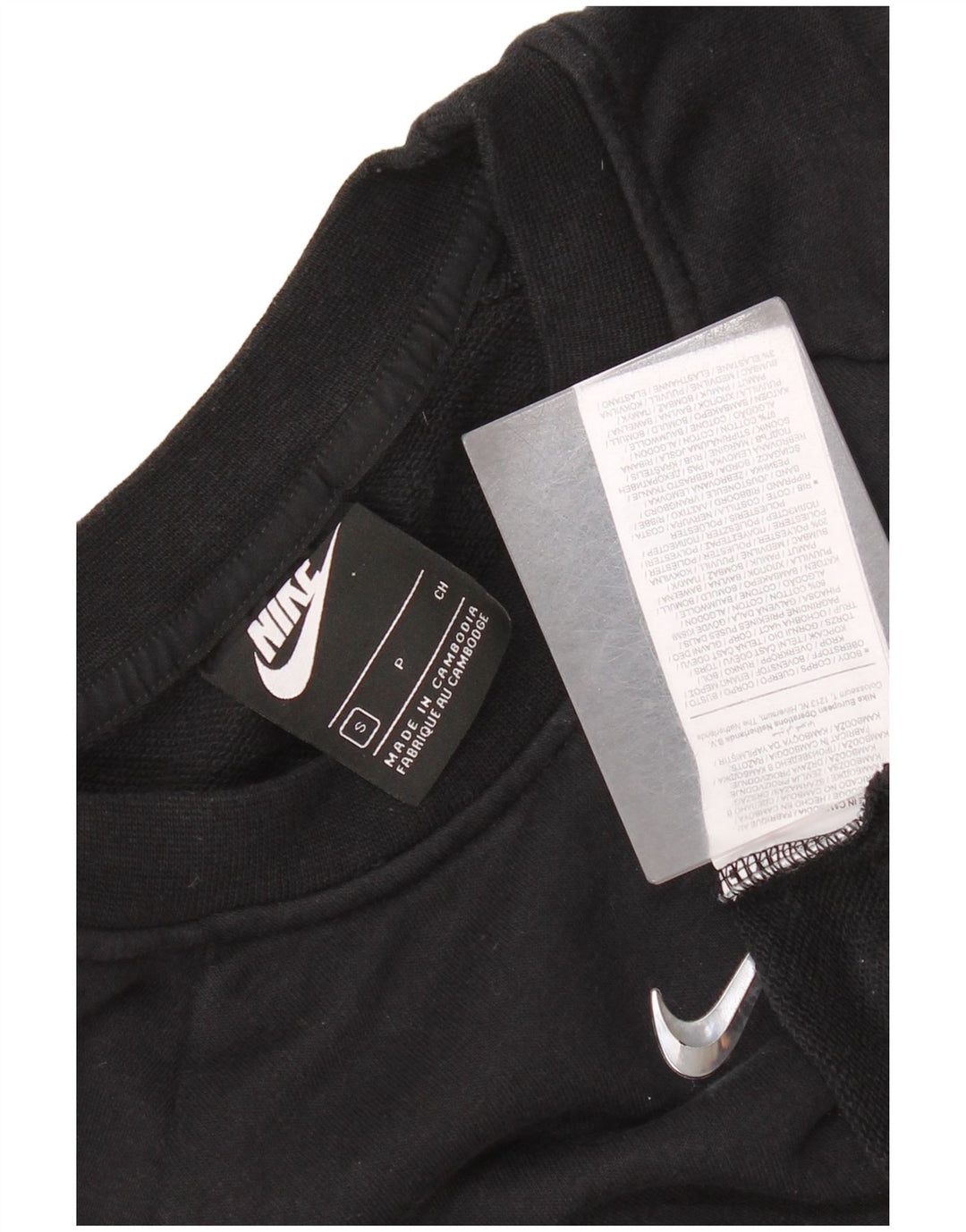 Felpa oversize corta Nike Swoosh da donna UK 10 piccola nera