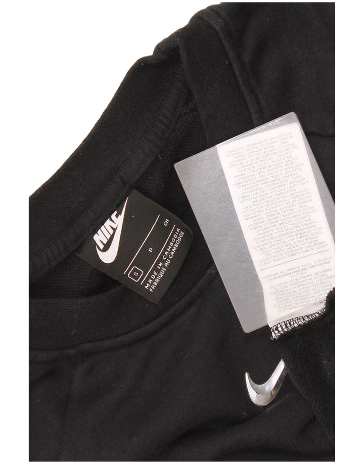 Felpa oversize corta Nike Swoosh da donna UK 10 piccola nera