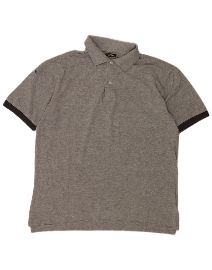 Polo grafica da uomo KAPPA grande in cotone color block grigio