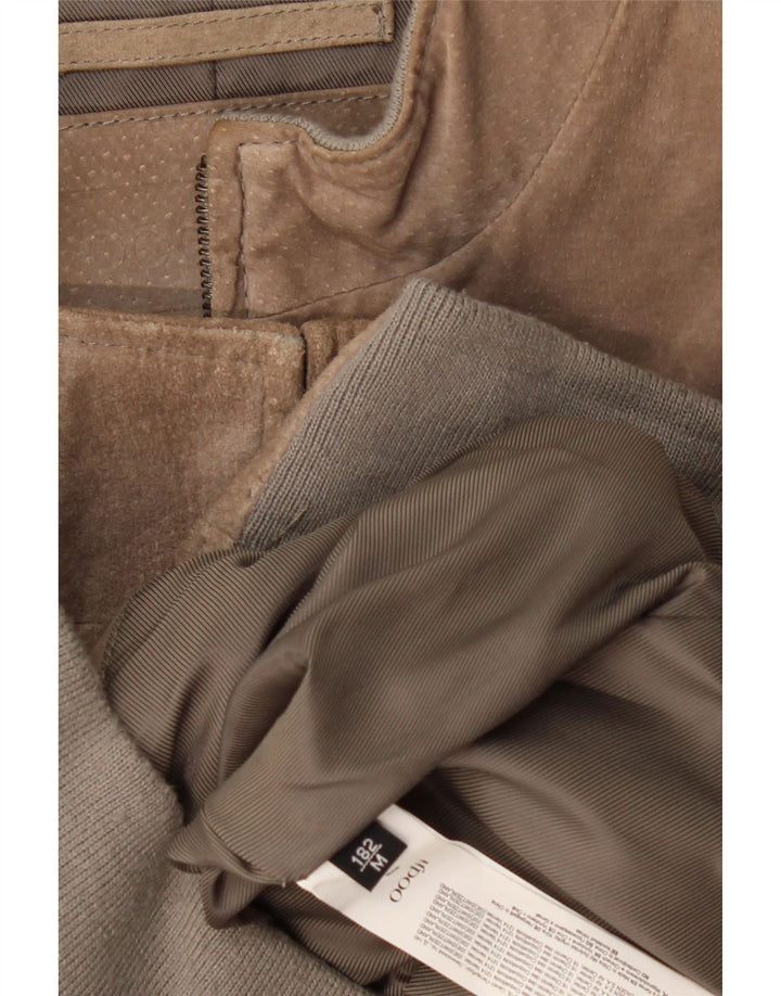 Giubbotto bomber in pelle scamosciata vintage da uomo UK 38 in pelle grigio medio
