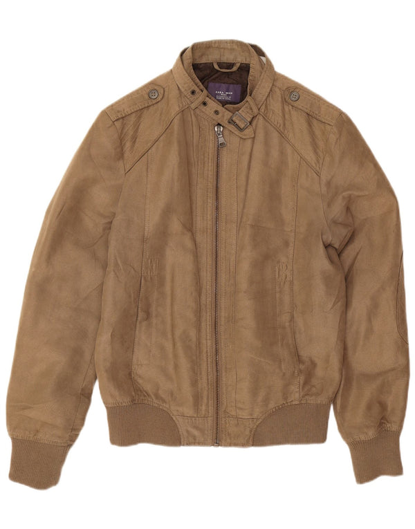 Giubbotto bomber militare da uomo Zara UK 36 piccolo marrone