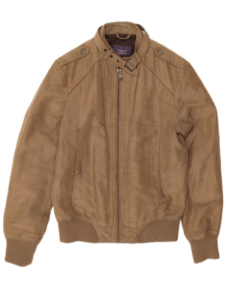 Giubbotto bomber militare da uomo Zara UK 36 piccolo marrone