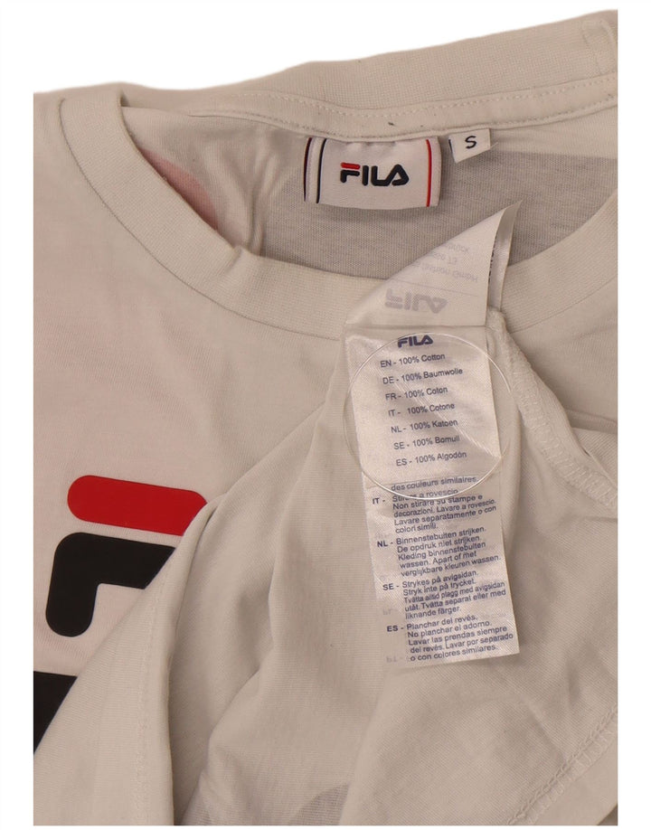 T-shirt grafica da uomo Fila Top in cotone a righe bianche piccole