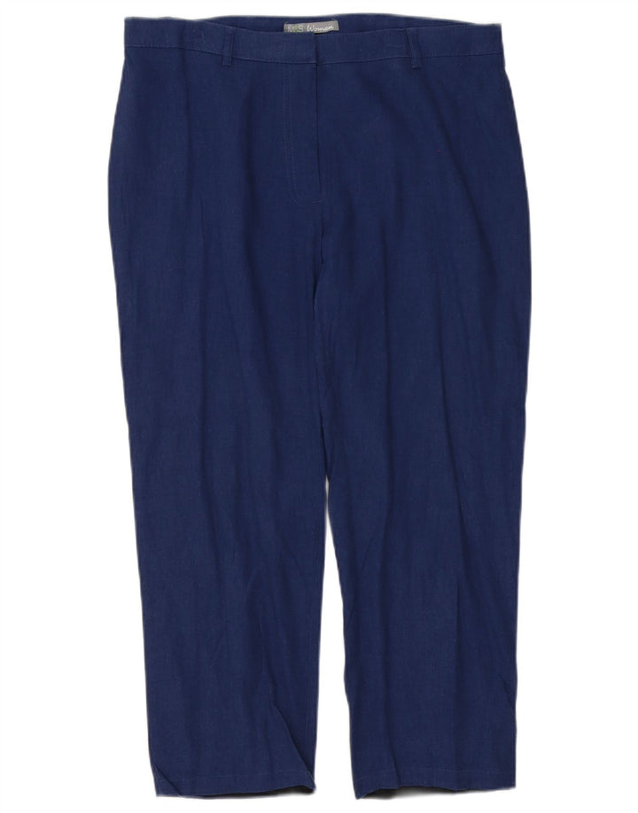Pantaloni Capri da donna Marks & Spencer UK 12 Medium W32 L23 Lino blu