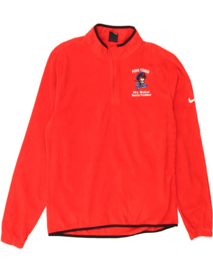 NIKE Mens Standard Fit Zip Neck Fleece Jumper Medium Red Polyester Vintage Nike and Second-Hand Nike from Messina Hembry 