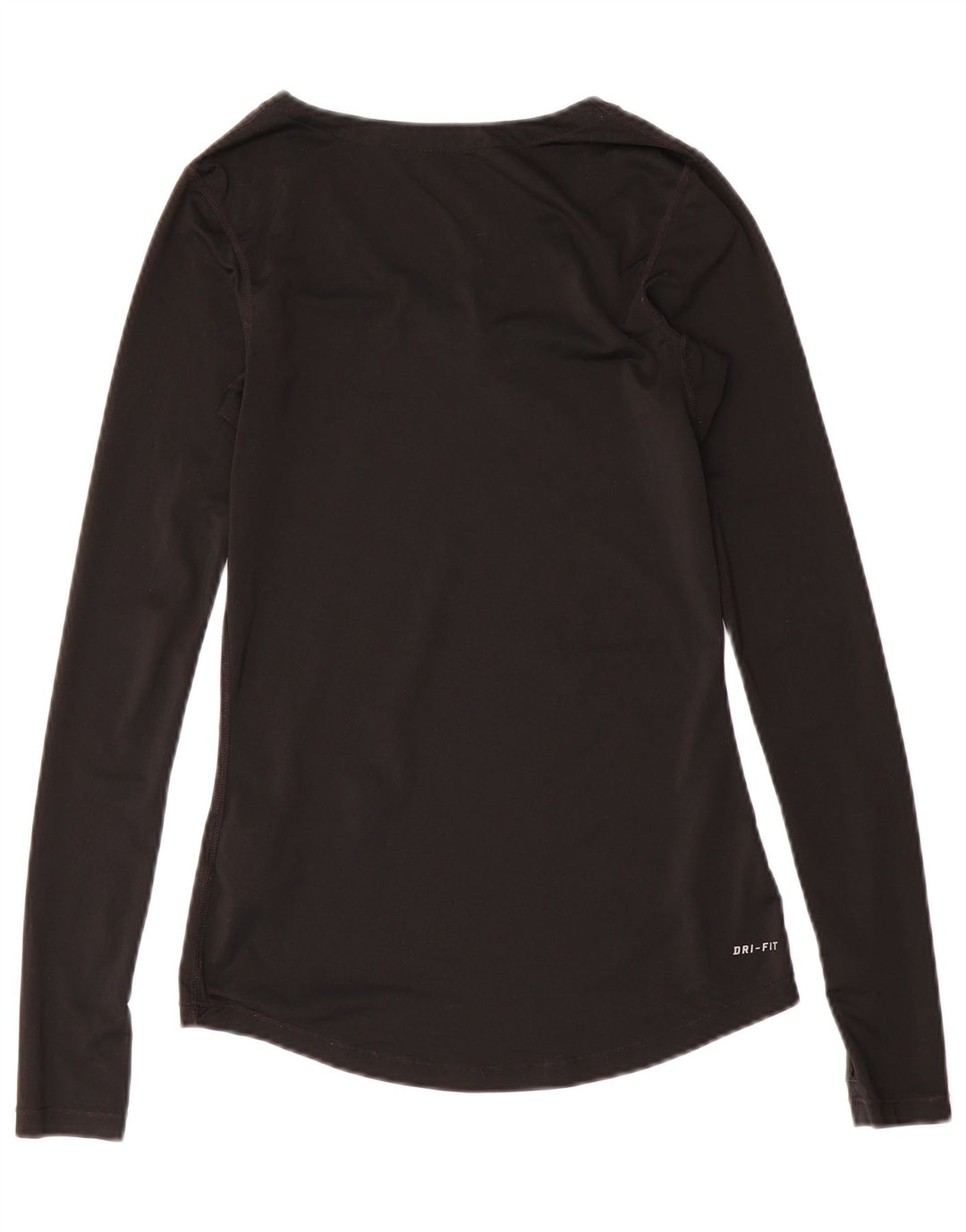Nike Dri Fit Top da donna a manica lunga UK 8 Small Nero Poliestere