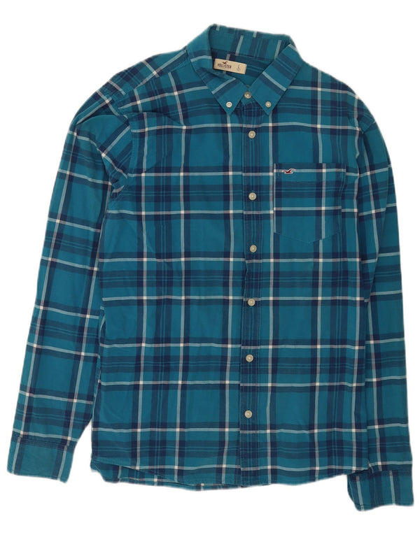 Camicia Hollister da uomo in cotone scozzese grande blu