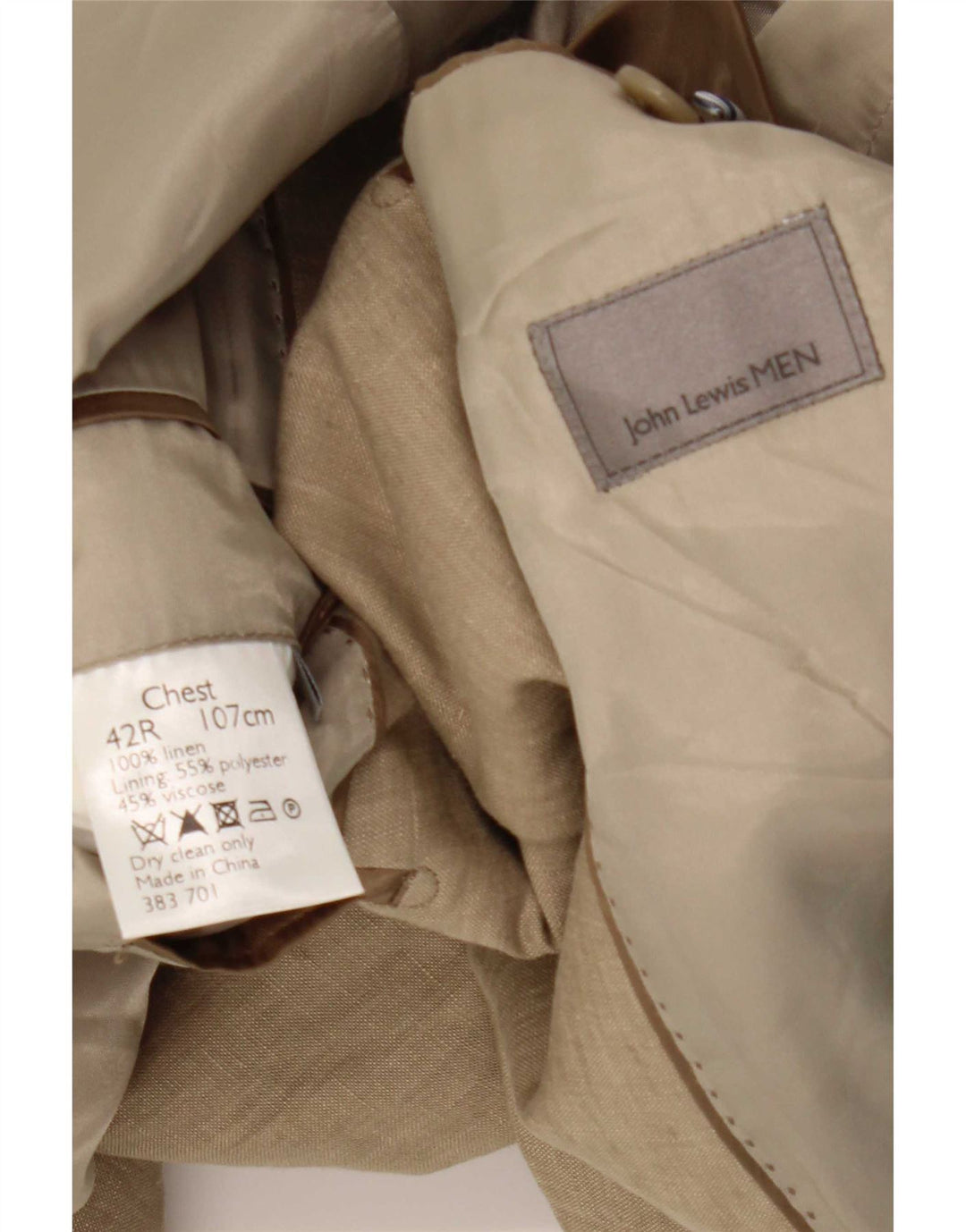 Giacca blazer da uomo a 2 bottoni John Lewis UK 42 XL Lino beige