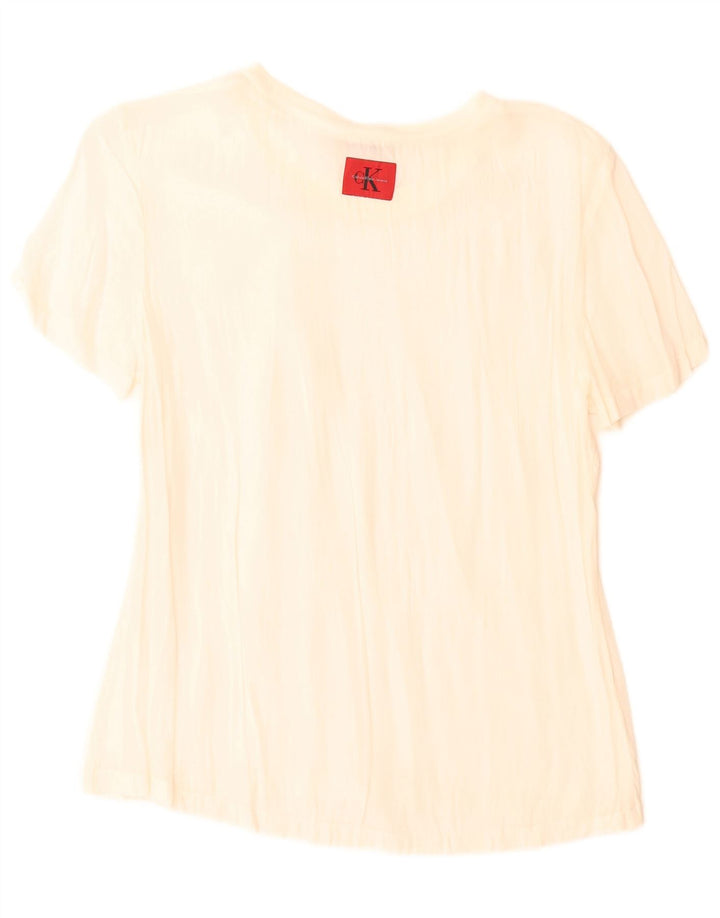 Camicetta da donna Calvin Klein Jeans Top UK 10 Small Bianco sporco