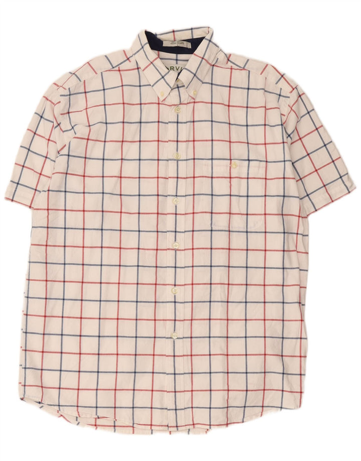 Camicia a maniche corte da uomo Orvis in cotone a quadri bianchi grandi