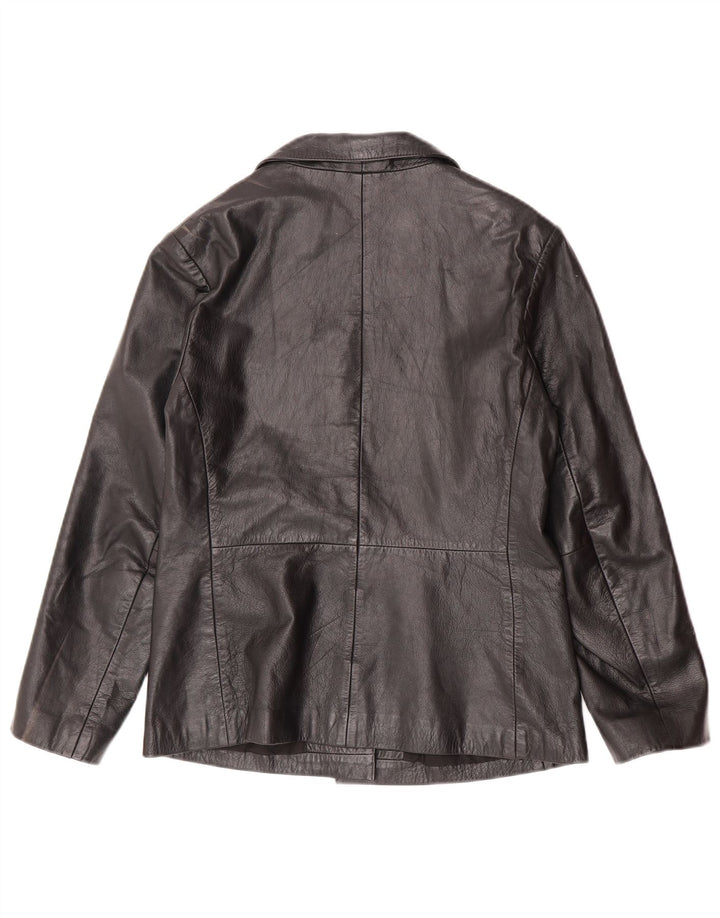 Giacca in pelle da donna vintage UK 12 in pelle nera media