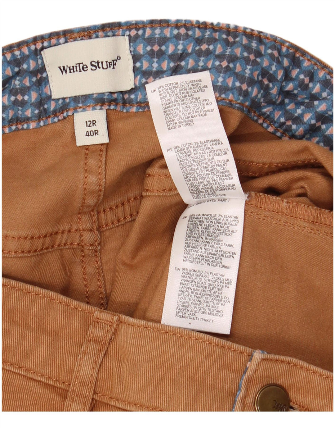 Pantaloni dritti da donna White Stuff UK 12 Medium W32 L26 Cotone marrone