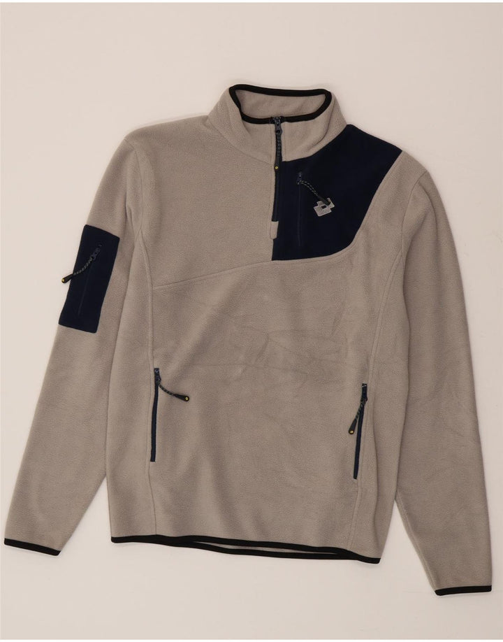 Maglione in pile da uomo Lotto con zip e collo, grande, in poliestere color block grigio