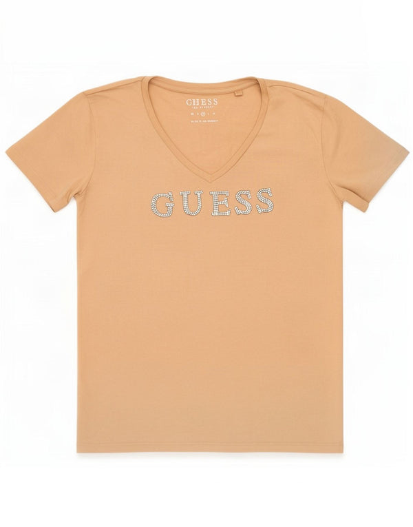 Guess T-shirt grafica da donna Top UK 12 Cotone beige medio