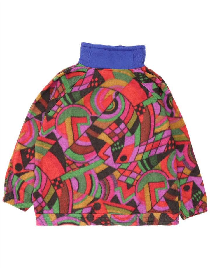 Maglione in pile vintage da uomo, vestibilità ampia, piccolo geometrico multicolore