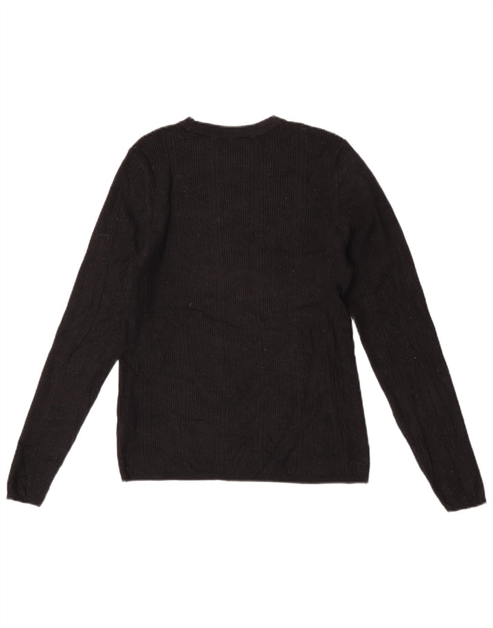 Maglione da donna Marks & Spencer con scollo a barca UK 12 Viscosa nera media