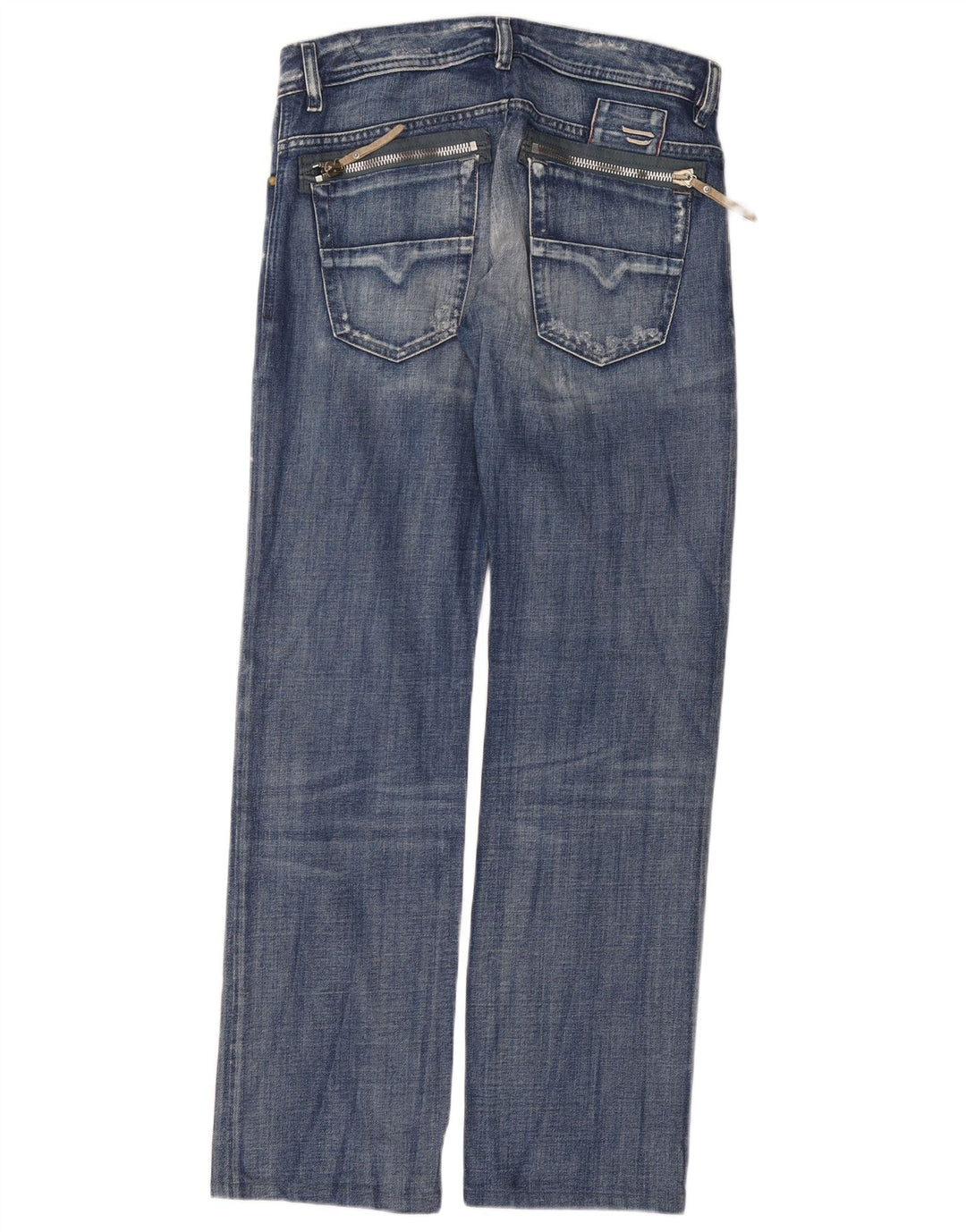 DIESEL Jeans dritti invecchiati da uomo W30 L31 cotone blu
