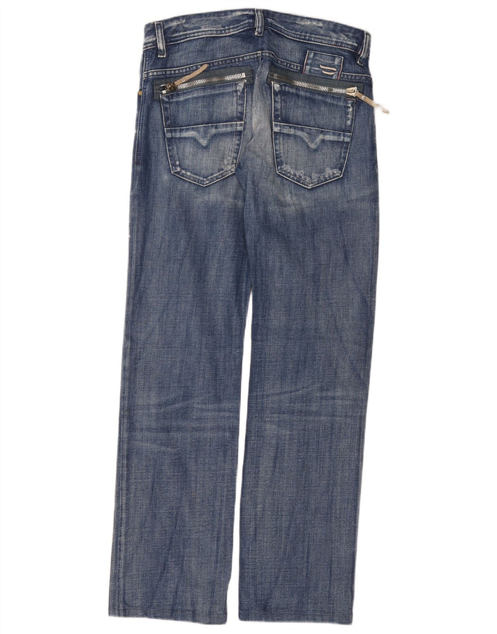 DIESEL Jeans dritti invecchiati da uomo W30 L31 cotone blu