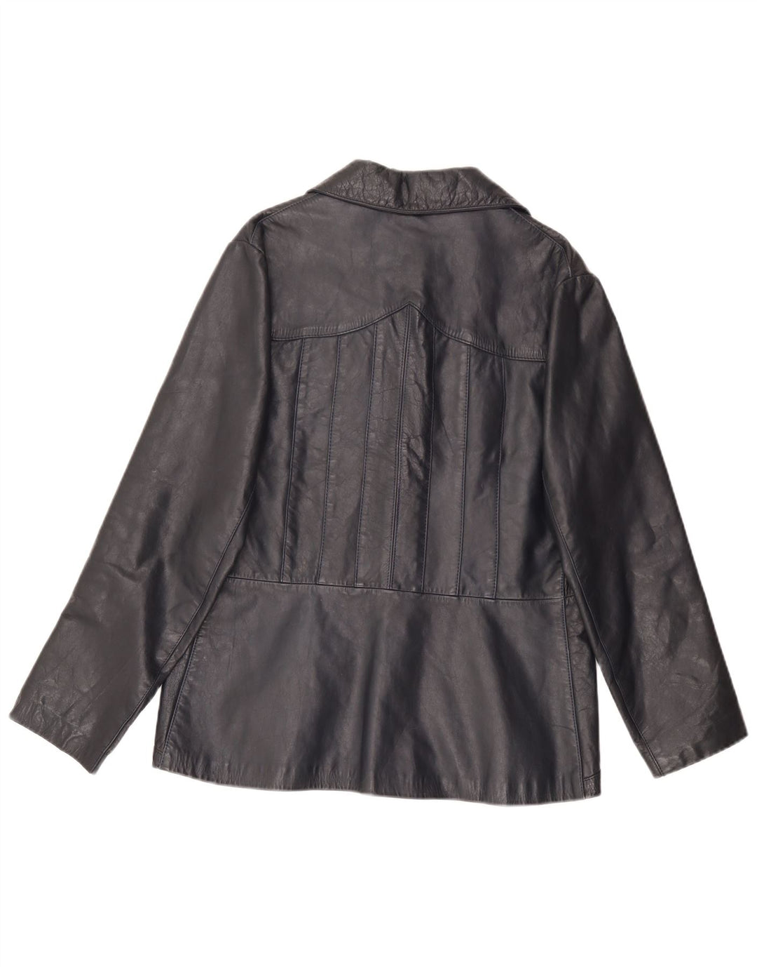 Giacca in pelle da donna vintage IT 46 grande in pelle nera