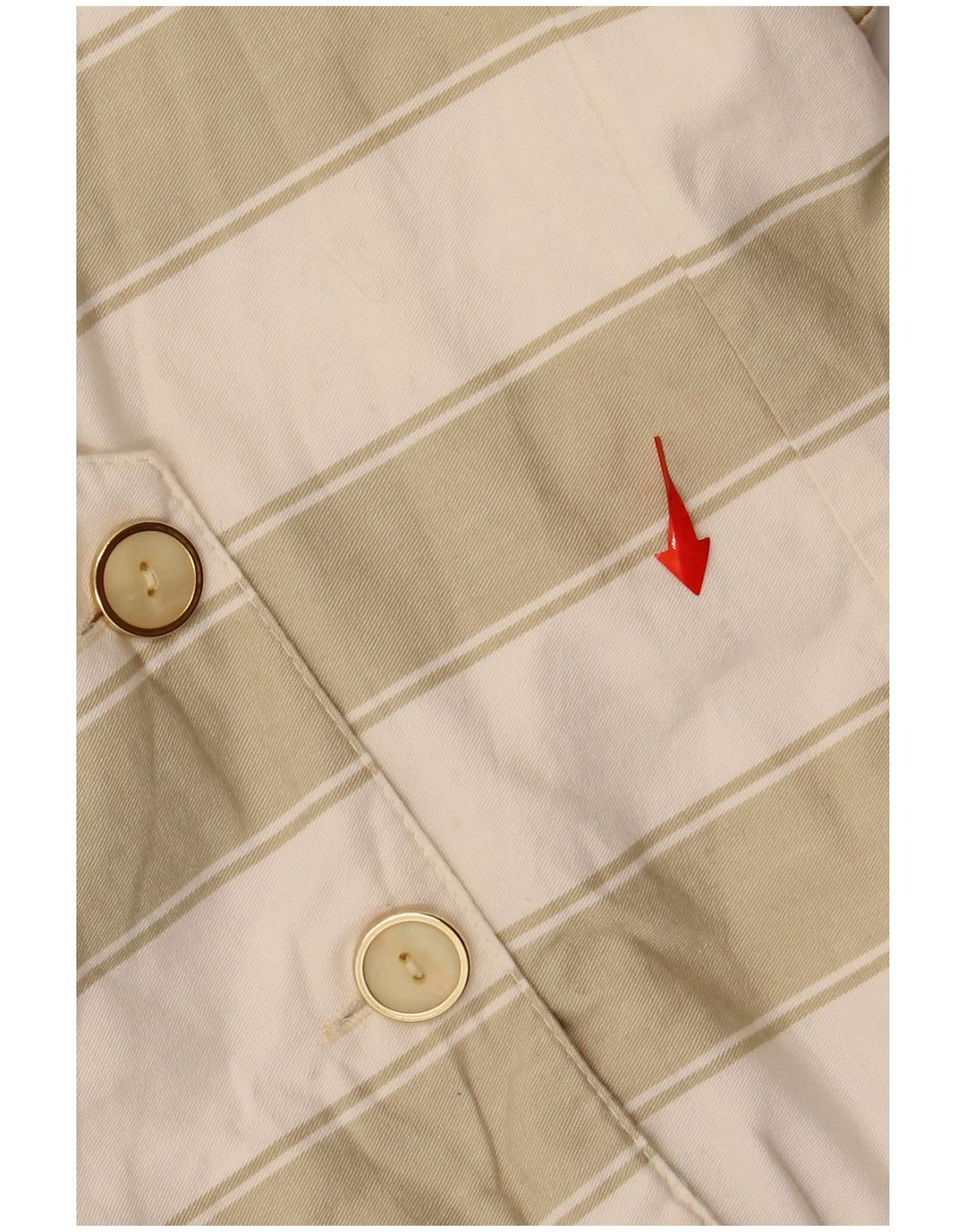 VINTAGE Womens 2 Button Blazer Jacket UK 10 Small Off White Striped Cotton