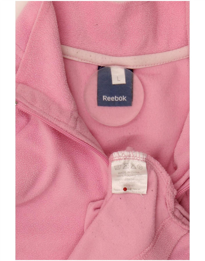 Maglione in pile Reebok da donna con collo a zip UK 16 Large Rosa Poliestere