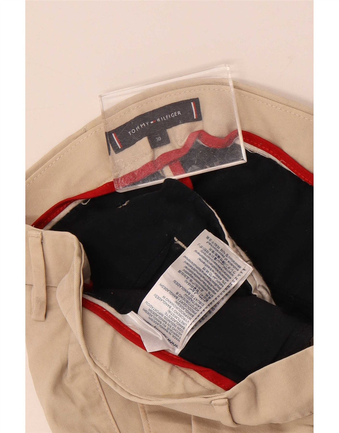 Pantaloncini chino da uomo Tommy Hilfiger W30 cotone beige medio
