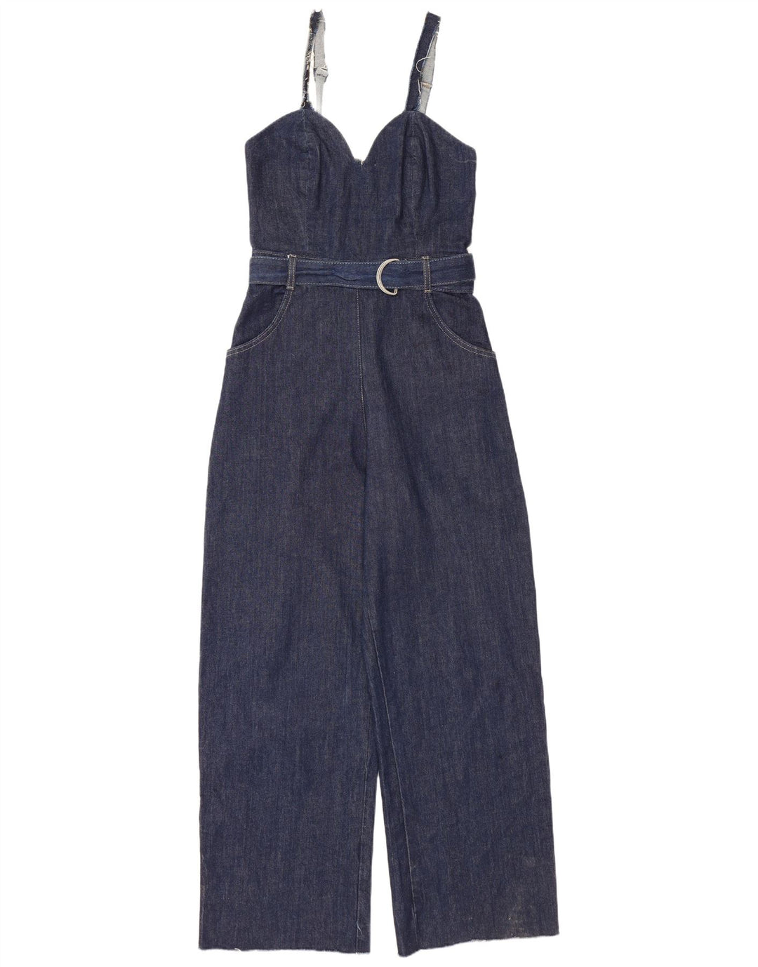 Tuta in denim da donna Zara UK 8 piccola in cotone blu navy