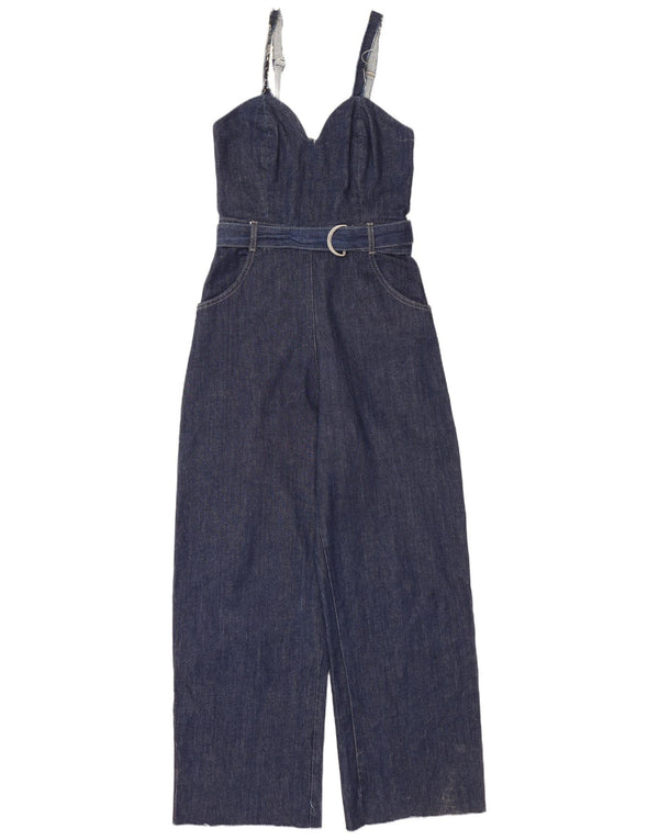 Tuta in denim da donna Zara UK 8 piccola in cotone blu navy