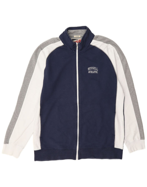 Giacca da ginnastica da uomo Russell Athletic 2XL in cotone color block blu navy