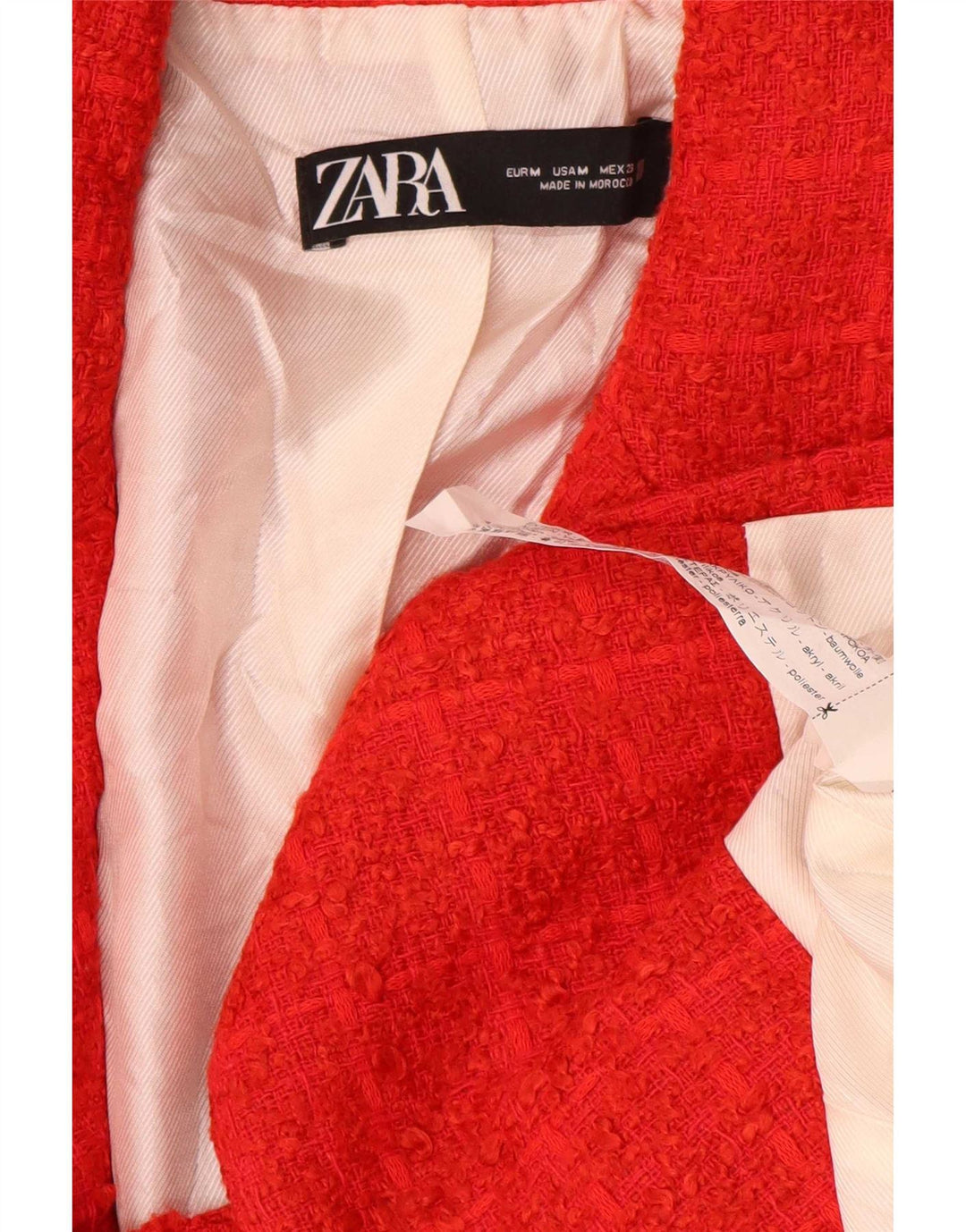 Giacca blazer doppiopetto da donna Zara UK 12 cotone a quadri rosso medio