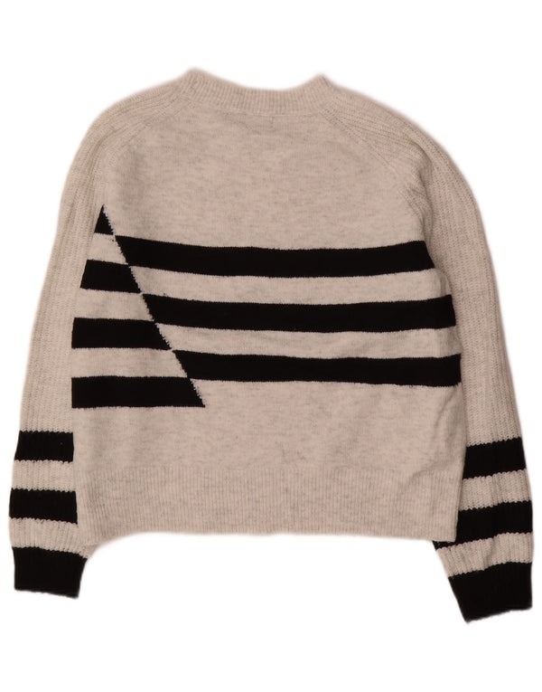MARKS & SPENCER Maglione da donna con scollo a barca UK 14 a righe bianche medie
