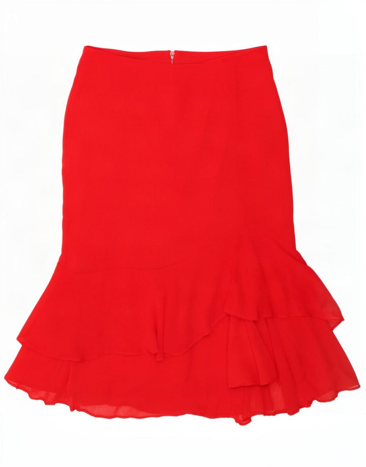 Gonna con volant da donna Marks & Spencer UK 12 media W32 poliestere rosso