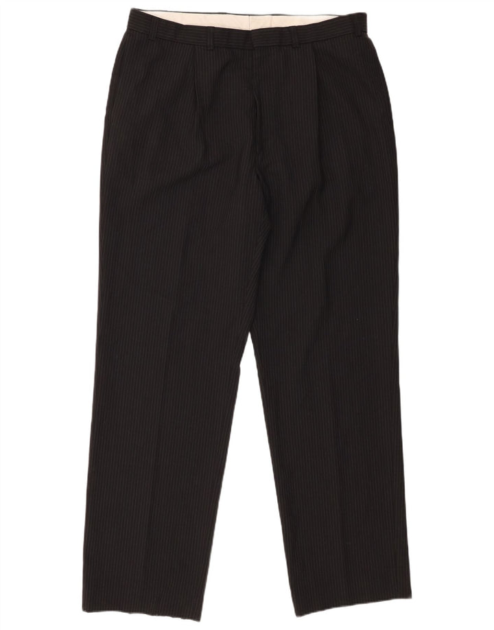 Pantaloni da abito con pegging da uomo Marks & Spencer W36 L33 poliestere gessato nero
