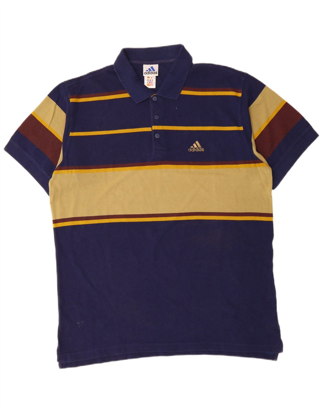 Polo ADIDAS da uomo UK 44/46 Large blu navy in cotone color block