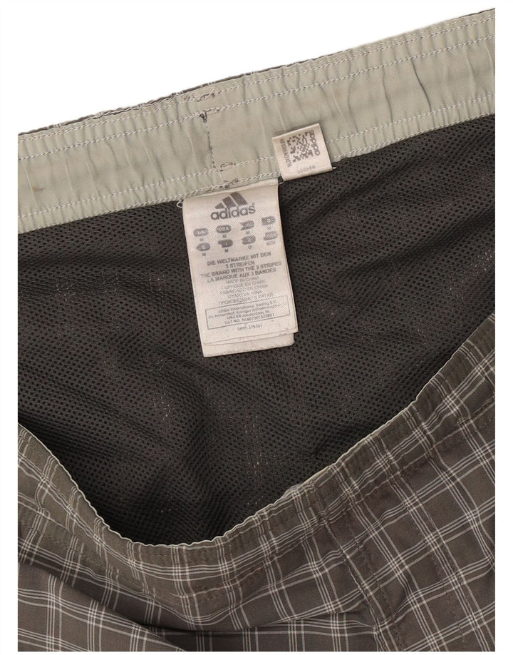 Pantaloncini da bagno Adidas da uomo in poliestere a quadri grigio medio