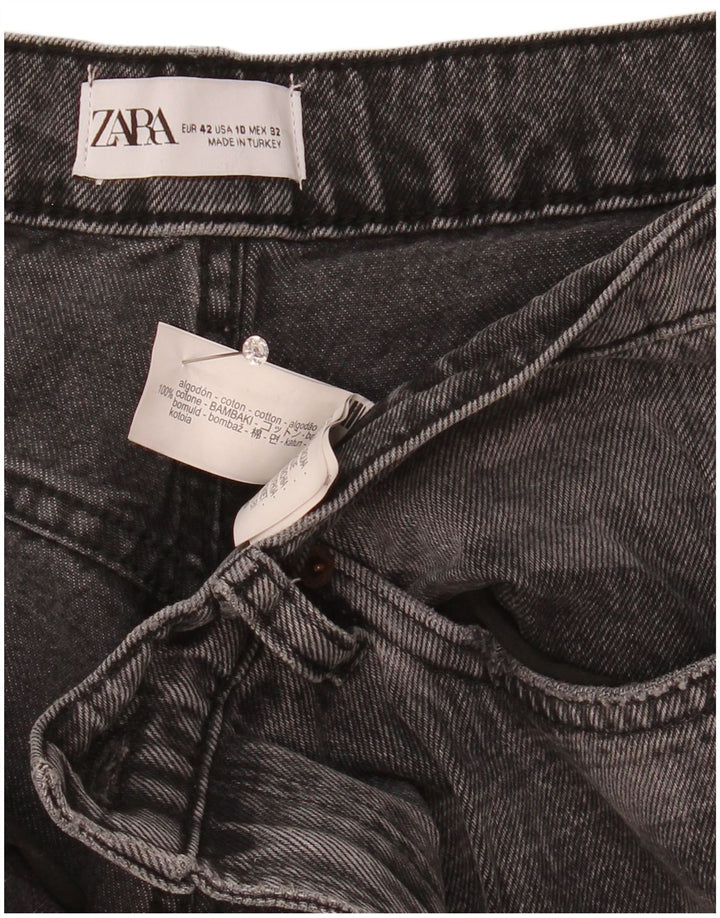 Jeans dritti da donna Zara EU 42 Large W32 L30 Cotone a quadri grigi