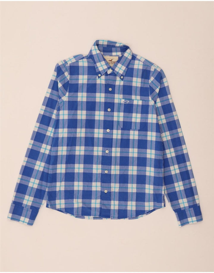 Camicia Hollister da uomo in cotone a quadri blu medio