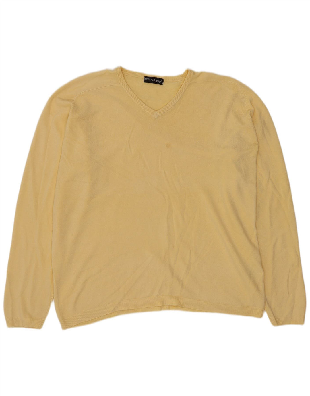 Marks & Spencer Maglione da uomo con scollo a V autografo grande acrilico giallo