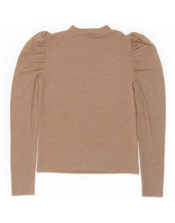 Top Zara a maniche lunghe da donna, taglia UK 12, beige medio