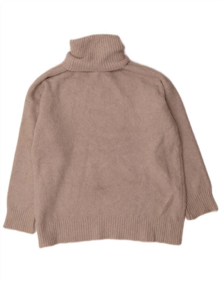Maglione maglione oversize con collo alto da donna Zara UK 14 Poliestere beige medio