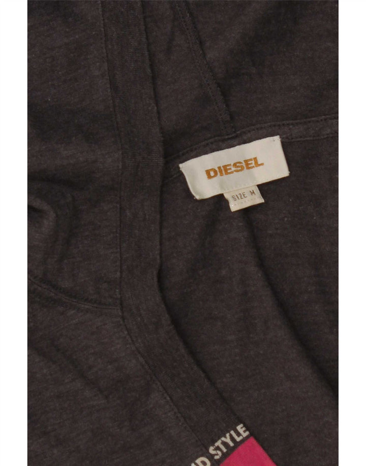 Diesel Top grafico da donna con cappuccio manica lunga UK 12 Grigio medio
