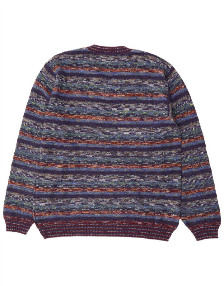 Maglione da uomo con scollo a V Il Granchio Cotone a righe medie multicolore